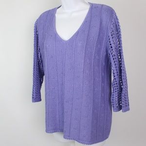 Orvis purple loose knit pullover sweater